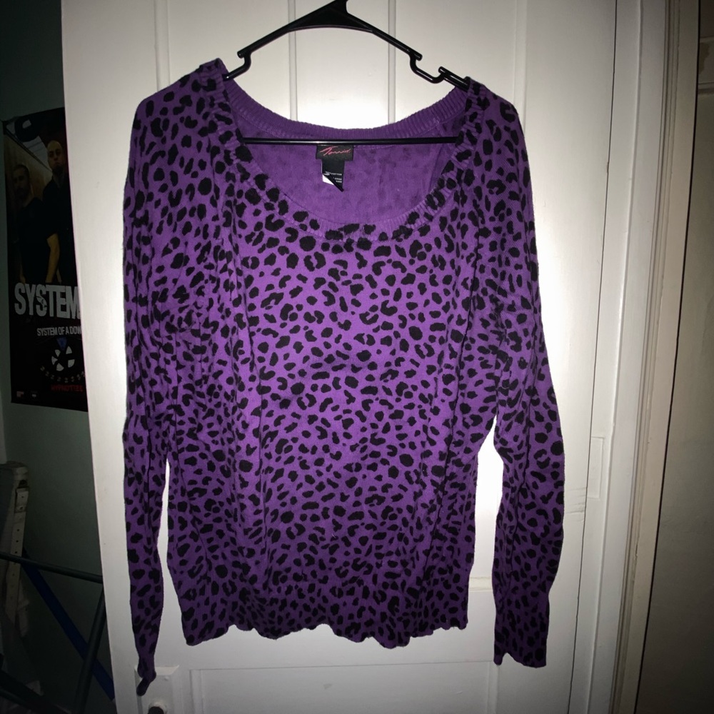 Purple Leopard Print Sweater